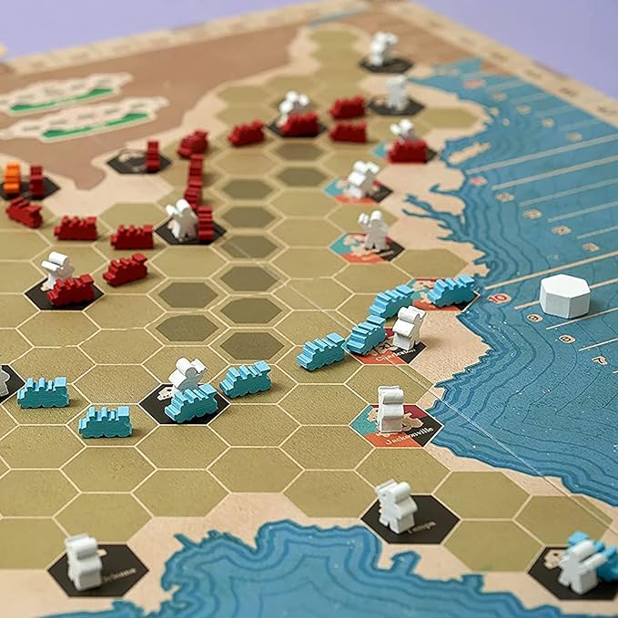 Ride The Rails, Core Strategy Board Game, 3 to 5 Players, 1 Page of Rules, Quick 60 Minute Play Time, Ages 14 and Up
