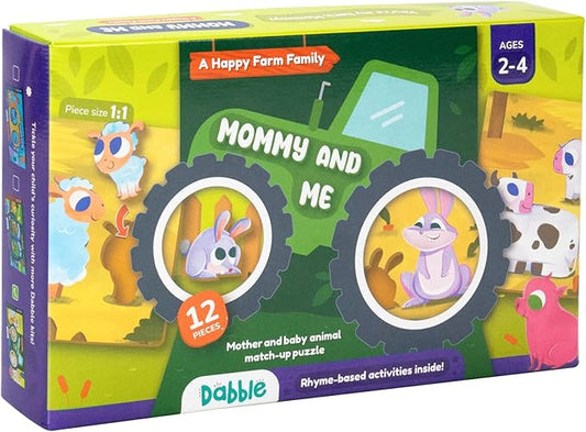 LoveDabble Mother and Baby Animal Match Puzzle - Mommy and Me - A Happy Farm Family | Puzzles for Kids Ages 2-4 | Animal Puzzles for Toddlers and Kids