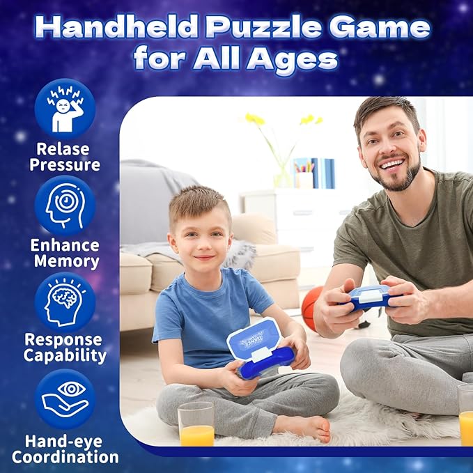 Fast Press Handheld Puzzle Game for Kids, 4 Modes Light Up Brain & Memory Games with LED Screen Electronic Pop Fidget Games Controller Travel Fidget Toys Gifts for 3-12 Years Old Kids Boy