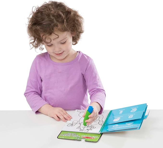 Melissa & Doug On the Go Water Wow! Reusable Water-Reveal Flip Pad - Wacky Animals - Party Favors, Stocking Stuffers, Travel Toys For Toddlers, Mess Free Coloring Books For Kids Ages 3+