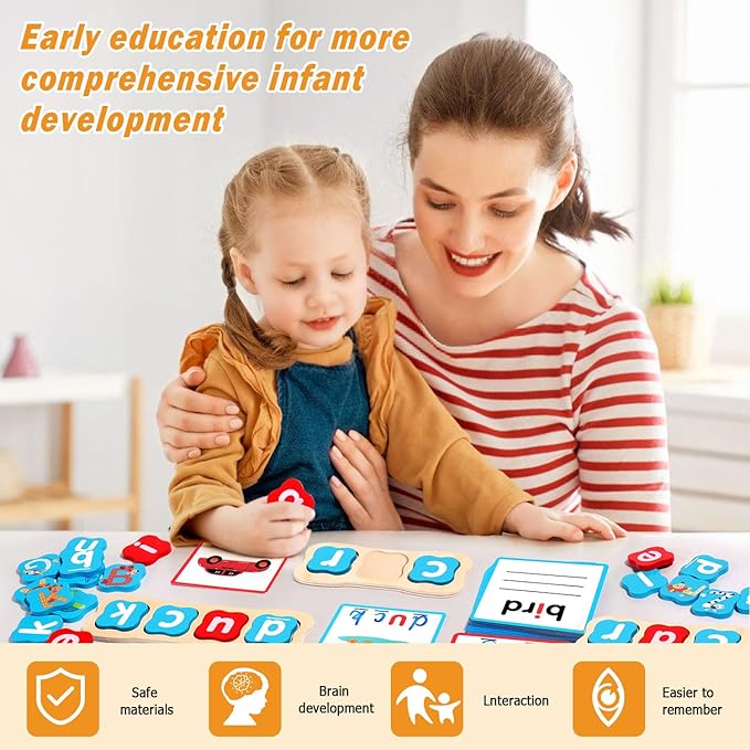 CVC Word Games 143pcs Flashcard CVC Word Reading Spelling Games Easter Basket Stuffer Montessori Educational Toy for Kids 2 3 4 5+ Years Old