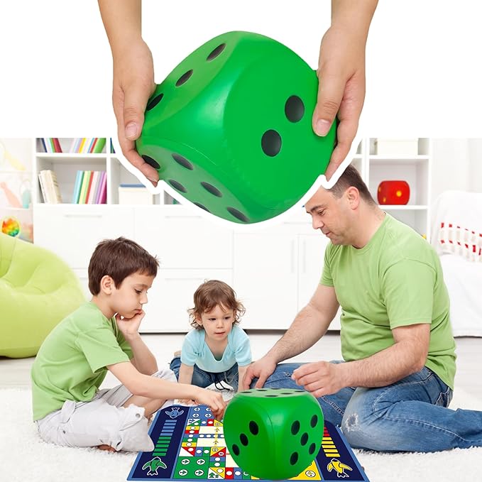 Giant 5.9 Inches Kawaii Foam Dice: A Fun-Filled, Educational Toy for Game Nights and Learning Sessions (Lucky Green)