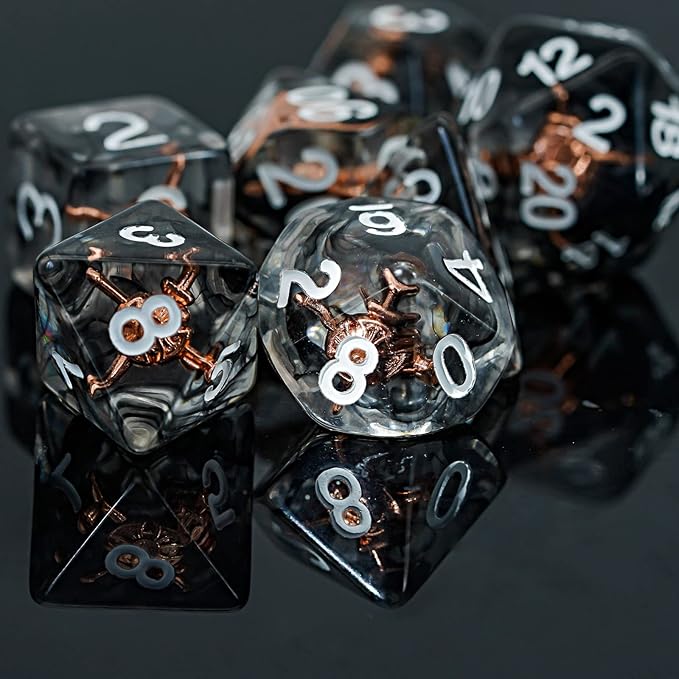 UDIXI 7PCS Polyhedral DND Dice Set, 7-Die D&D Dice Set Filled with Shield for Role Playing Games as Dungeons and Dragons RPG Tabletop Games (Fighter)