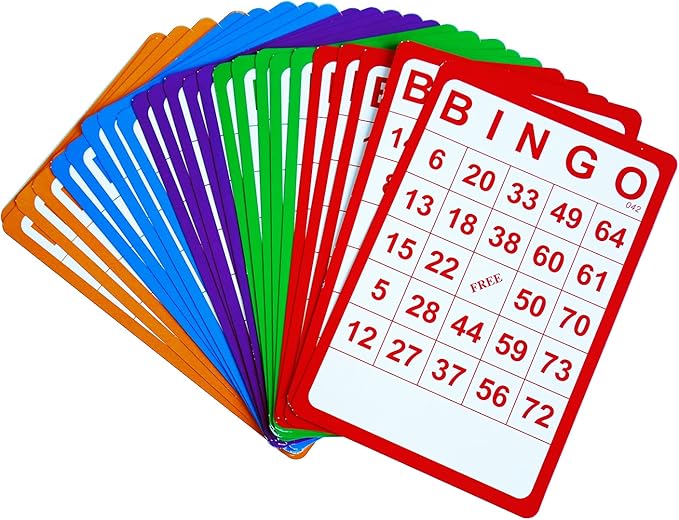 Yuanhe 100 Bingo Cards Resuable Bingo Paper Game Cardstock Bulk, 5 Colors