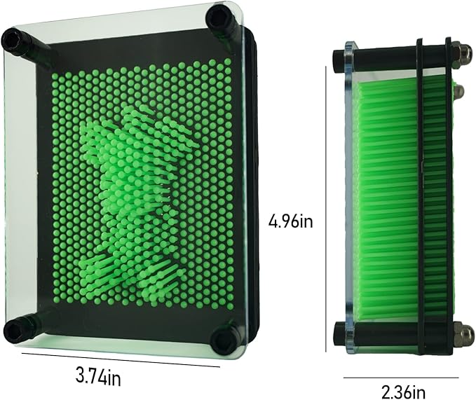 3D Pin Art Sensory Toy Size 5x3.7 Inches Needles Pin Impression Toy Intellectual Fun Rainbow Toys, Green