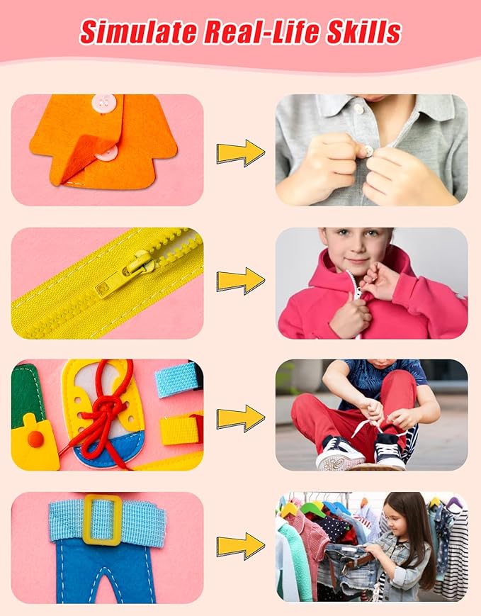 Toddler Busy Board, Montessori Toys Busy Book for Toddlers 1-3 Year Old, Gifts for 2 Year Old Girls Boy, Educational Learning Sensory, Kids Ages 2-4 Activities Toy for Airplane Car Travel
