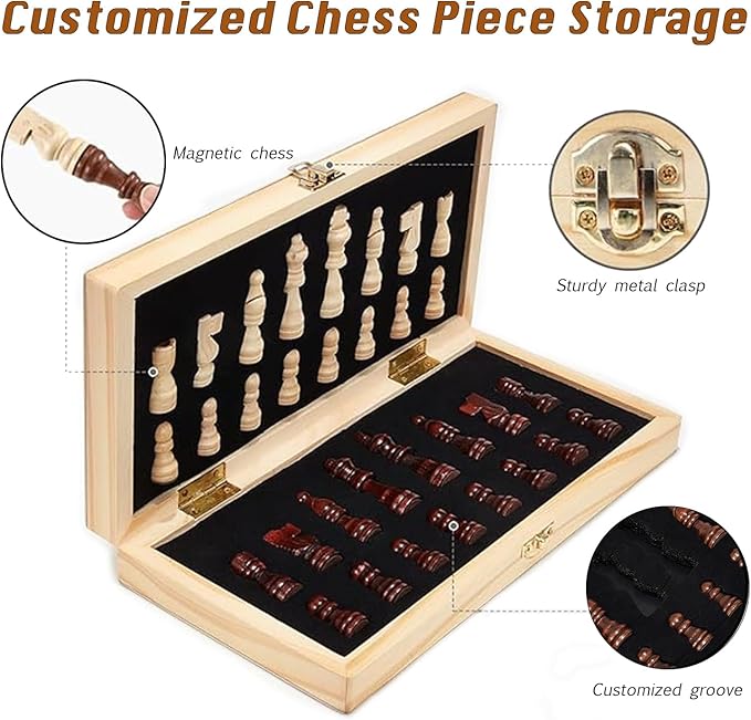 Chess Set,Chess Board,Magnetic Chess Board Set for Adults,Classic Handcrafted Game Board,Ideal for Home and Travel