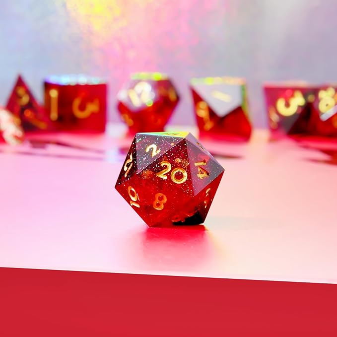 Single D20 Dice-22MM 20 sideds DND Resin Sharp Edged Resin Dice for Dungeons and Dragons, RPG, Polyhedral D&D Dice, Roleplaying Games MTG Table Games