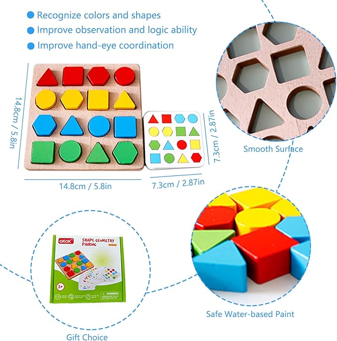 Shape Matching Game Color Sensory Educational Toy, Geometric Shape Quick Matching Board Game Montessori Learning Toys for Toddlers Kids Boys Girls (for 2 Players)