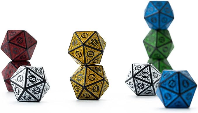 SmartDealsPro 10-Pack Retro 26mm Large 20 Sided Dice D20 Polyhedral Dice for DND RPG MTG Table Game(Mix Retro Color)