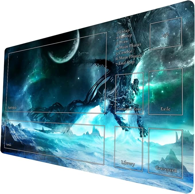 MTG Playmat, Game Play Mat for MTG TCG 24 x 14 inches Trading Card Inked Game Playmats with Storage Bag Smooth Rubber Surface Battle Game