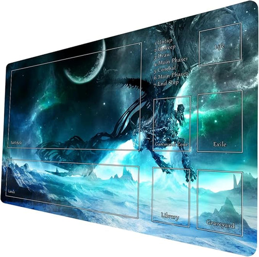 MTG Playmat, Game Play Mat for MTG TCG 24 x 14 inches Trading Card Inked Game Playmats with Storage Bag Smooth Rubber Surface Battle Game