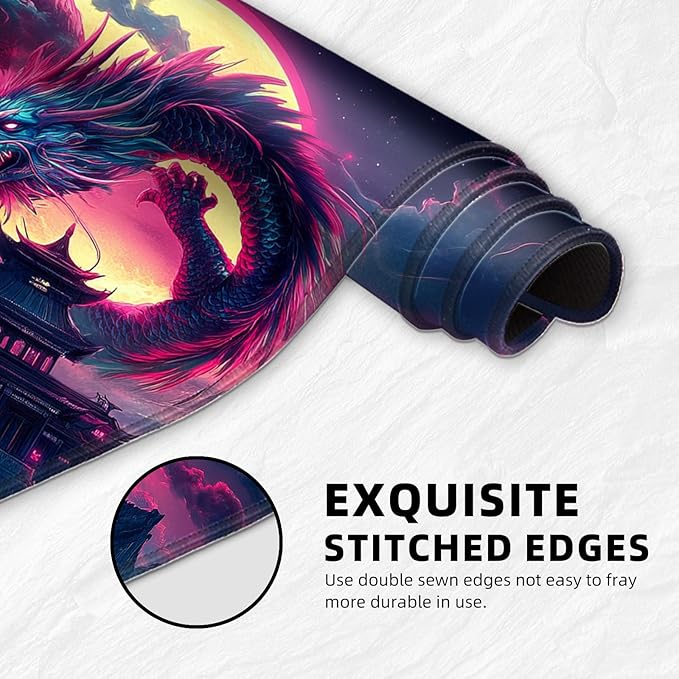 for MTG Playmat with Storage Bag, for TCG Playmat and Playing Card Mat for Magic Board Games, Non-Slip Glowing Dragon Desk Mat, Stitched Edges Game Mat, Rollable & Foldable Card Playmats