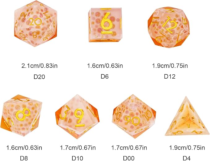 7PCS Beer Dice Set,Handmade Sharp Edge Dice Set D&D RPG Polyhedral Die,for Dungeons and Dragons TTRPG Games Roleplaying Games Pathfinder,with Gift Box.