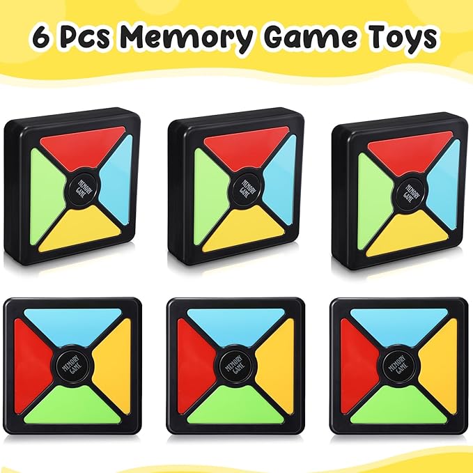 6 Pcs Light up Memory Game Handheld Electronic Toys Color Memory Quiz Puzzle Toy Electronics Handheld Games with Lights and Sounds for Kids Adults Party Favour (Chic,4.1 x 4.1 x 1.2 in)