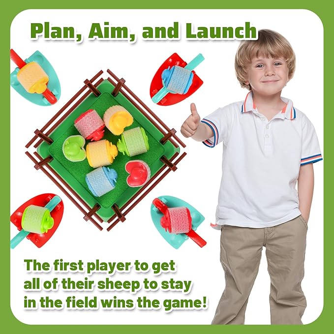 Heap-O-Sheep Game for Kids Ages 4-12 – Fun Family Catapulting Board Games for 2-4 Players, Perfect Party Activity and Ideal Gift for Kids & Adults