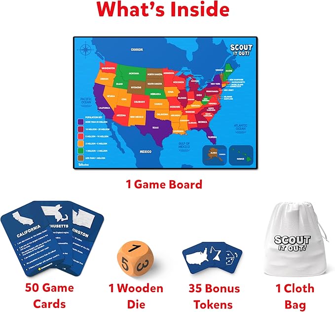Skillmatics Board Game - Scout It Out 50 States, Guessing & Trivia Game for Families, Educational Toys, Card Games for Kids, Teens and Adults, Gifts for Boys and Girls Ages 7, 8, 9 and Up