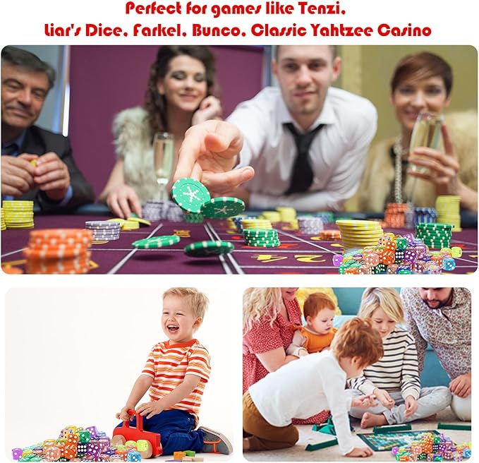 30 Pieces 6 Sided Dice Set 6 Colors 18MM Transparent Acrylic Dice for DND, MTG, RPG, Tenzi, Yahtze, Bunco, Table Borad Games, Math Teaching (30pcs-18mm-6 Colors)