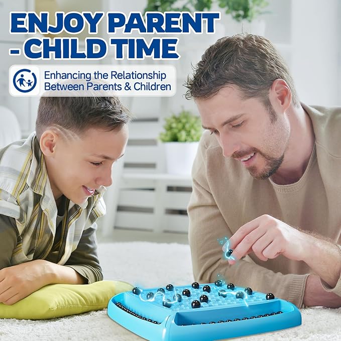 Magnet Game, Magnetic Game Chess, Board Games for Kids 6-8-12, Magnet Chess Kid Games, Family Board Games for Kid and Adults, Magnetic Game with 40 Pieces, Fun Birthday Gifts for Kids (Blue)