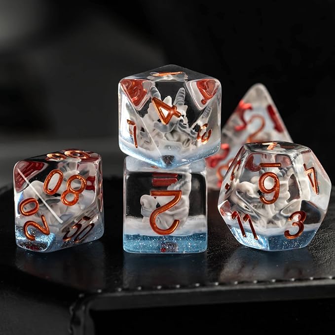 UDIXI 7-Die Resin DND Dice Set, D&D Polyhedral Dice Set Dragon RPG Dice for Dungeons and Dragons Role Playing Games Pathfinder Tabletop Game