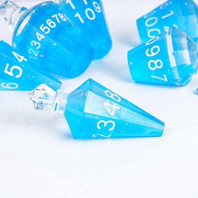 7PCS Potion DND Dice Set,Transparent Sharp Edge Die Set D&D RPG Polyhedral Die,for Dungeons & Dragons, Pathfinder, and TTRPG Roleplaying Games (Blue)