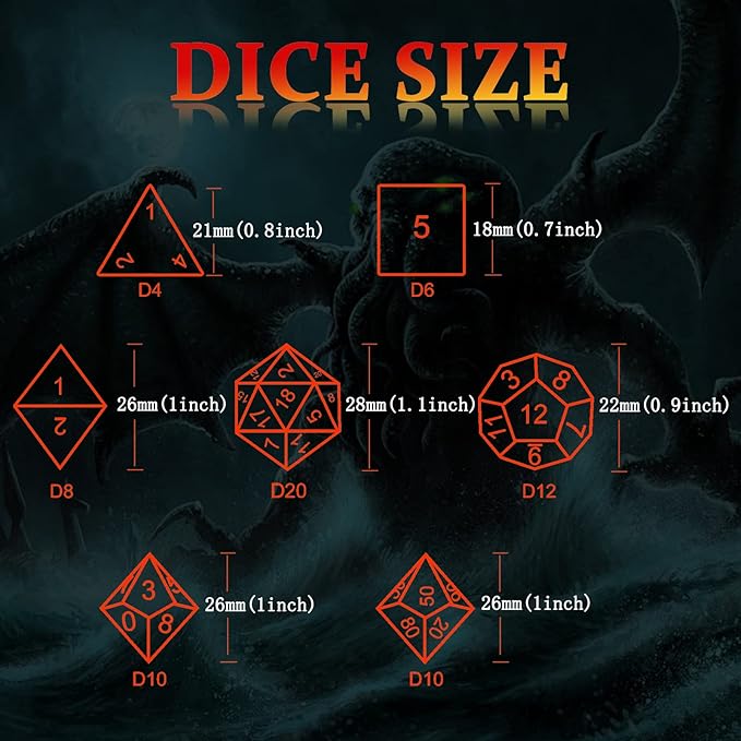 DND Dice, Metal Polyhedral Dice Set Role Playing D&D Dice HNCCESG Hollow Cthulhu Dice Gaming D and D Dice for Dungeons and Dragons Table Game RPG Pathfinder Warhammer Shadowrun (Blood)