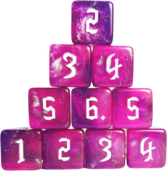 10 PC D6 dice 16mm Acrylic Dice Set for RPG MTG DND Dice Table Games and Board Games (Pink)