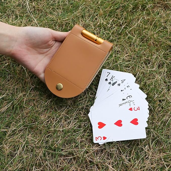Travel Cribbage Board Game Set, Portable Cribbage Boards Unique 2 Track Cribbage Board, Foldable PU Mini Cribbage Board with 4 Cribbage Board Pegs, Folded:3.14x4.92in,After Unfolding L:10.31in (1Pcs)