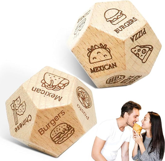 Date Night Dice for Couples, Fun Night Dating Decision Dice,Wooden Couples Dating dice, Love Dices, Food Decision Dices, Date Ideas for Couples,Gifts for Boyfriend-Girlfriend