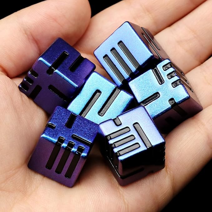 Line Metal D6 Dice 16mm, Die 6 Unique Dice Set Great for DND RPG Dungeons and Dragons (D6 Dazzle Black)