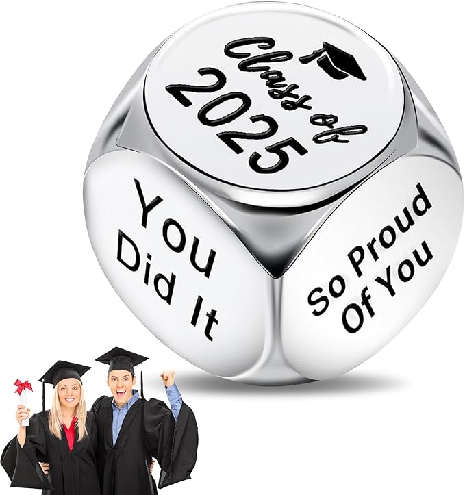 Graduation Gifts|6-Sided Metal Graduation Decider Dice|Graduation Gifts for Her|Class of 2025 Graduation Gifts|Grad Party Decorations for Her Him High School