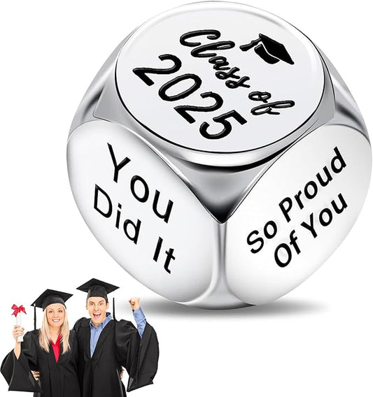 Graduation Gifts|6-Sided Metal Graduation Decider Dice|Graduation Gifts for Her|Class of 2025 Graduation Gifts|Grad Party Decorations for Her Him High School