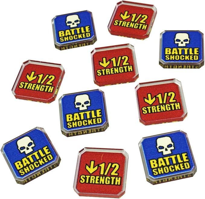 LITKO Upgrade Tokens | Compatible with Warhammer 10th Edition | Half-Strength | Battle Shocked | Wound | Movement | Modifier | WH40Kv10 (Half Strength/Battle Shocked)