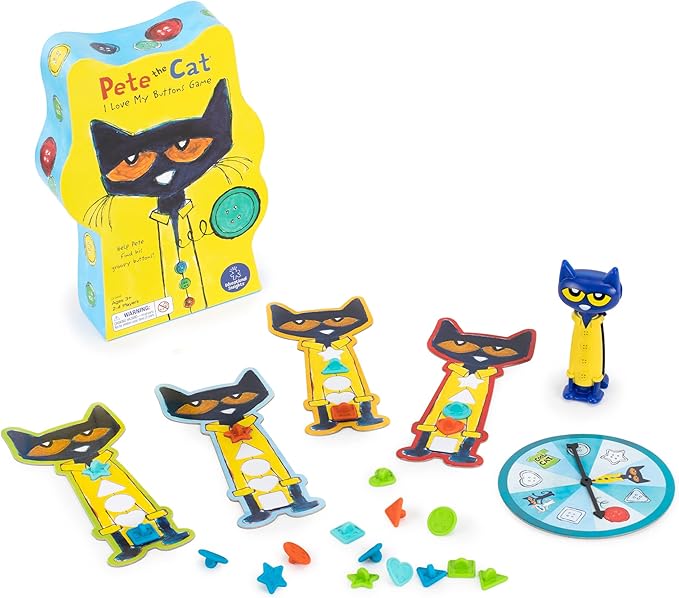 Educational Insights Pete The Cat I Love My Buttons Board Game For Toddlers & Preschoolers, For 2-4 Players, Gift For Boys & Girls, Fun Family Game For Kids Ages 3+
