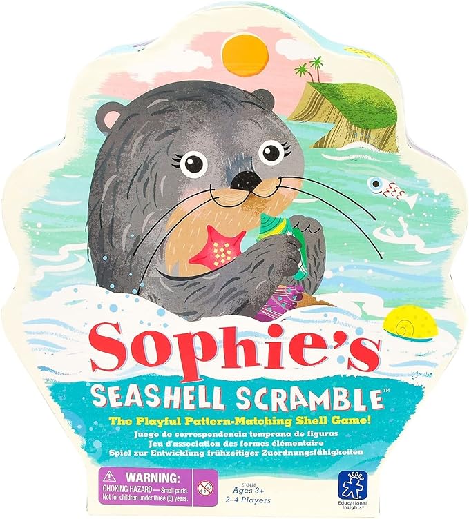 Educational Insights Sophie's Seashell Scramble Game for Preschoolers & Toddlers, Patterns & Matching Game, Fine Motor Skills, Ages 3+
