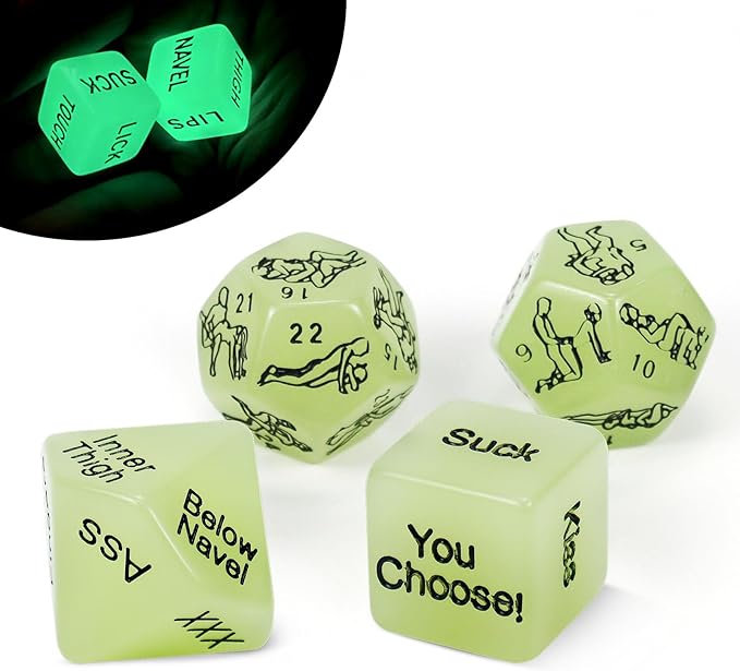 4Pcs Date Night Dice for Couple, Valentines Day Gifts for Her Him Date Night Ideas Dice After Dark Edition Game Anniversary for Him Her Portable Couple Gift Ideas Date Dice Set