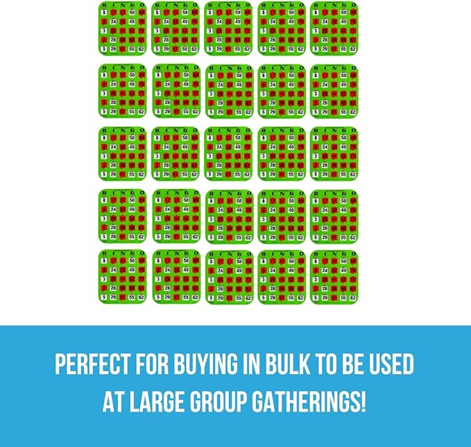 Regal Bingo - Shutter Slide Bingo Cards Only - 8” x 9” - 5-Ply Green Cardstock - Easy to Read - No Duplicates - Red Sliding Windows - Perfect for Large Groups, Bulk Purchasing