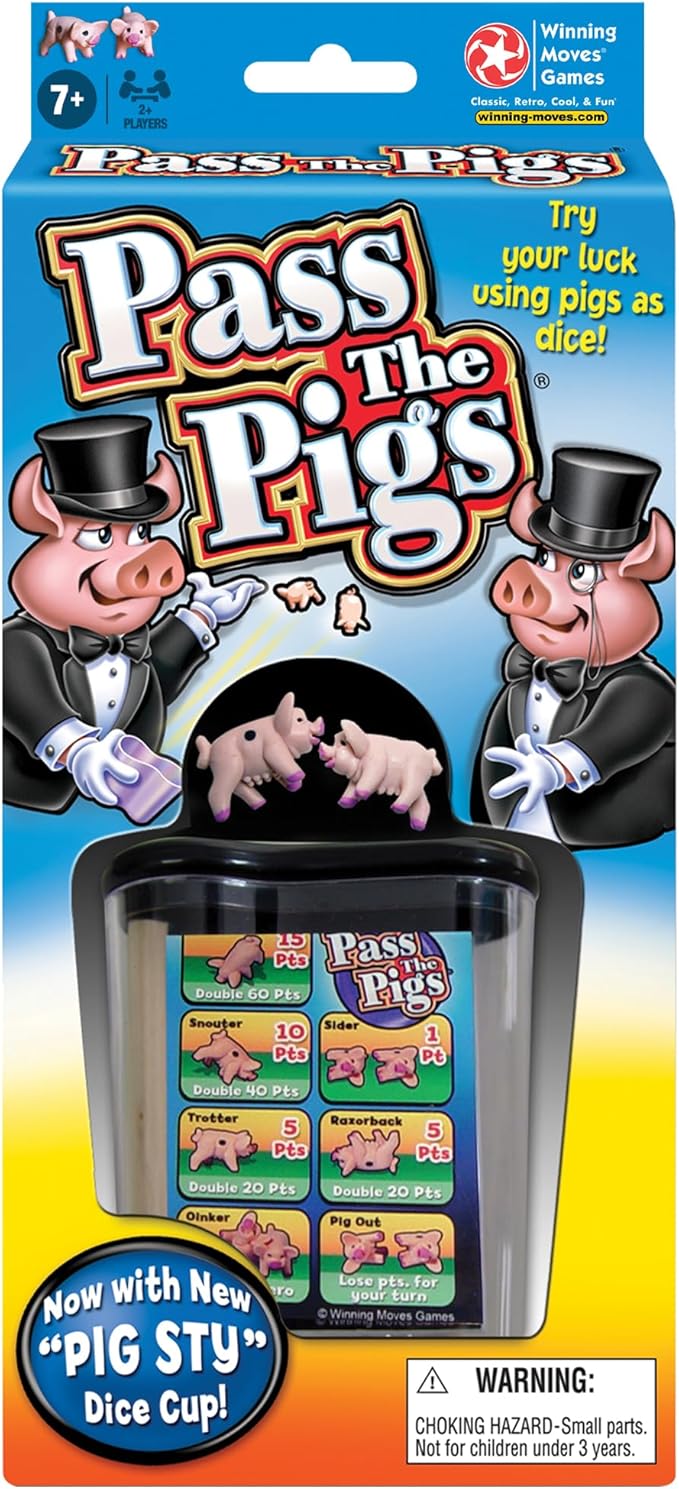 Pass The Pigs by Winning Moves Games USA, a Hilarious Pig Dice Game, Family Favorite for Over 40 Years, for 2 or more Players, Ages 7+ (1046)