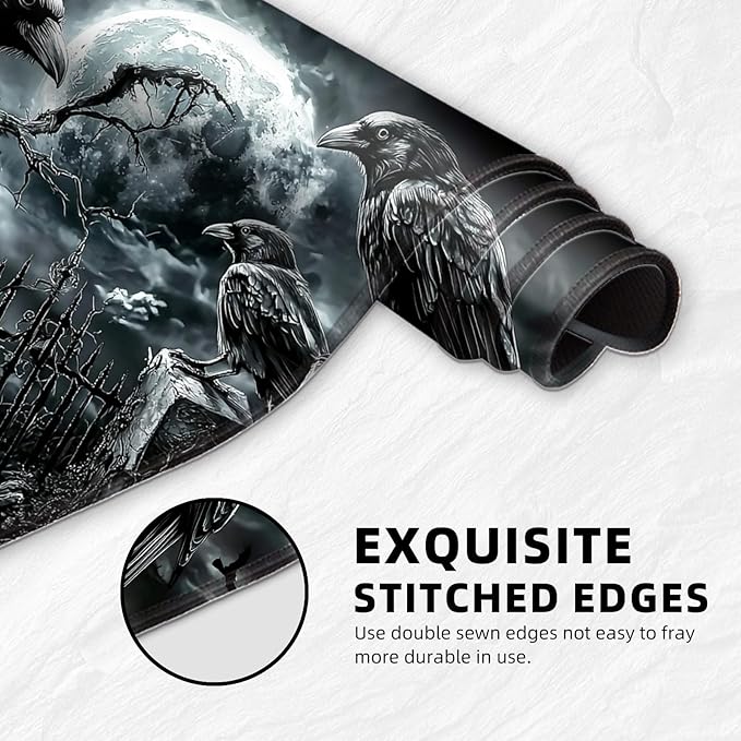 for MTG Playmat with Storage Bag, for TCG Playmat and Playing Card Mat for Magic Board Games, Non-Slip Ravens Skull Desk Mat, Stitched Edges Game Mat, Rollable & Foldable Card Playmat