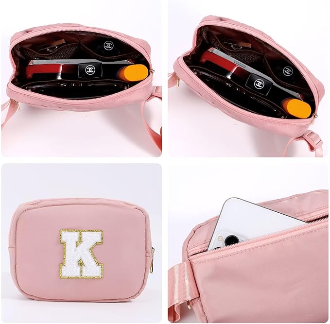 YOOLIFE Thank You Gifts for Women - Birthday Gifts for Women, Personalized Gifts for Women Mom Friend Sister Teacher Girlfriend Wife Her, Initial Belt Bag Crossbody Bags, Pink O