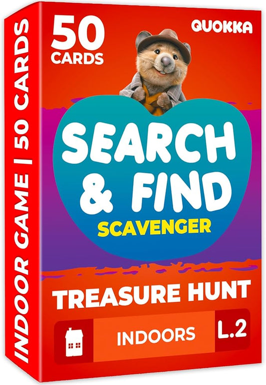 QUOKKA Scavenger Hunt Cards for Kids Ages 4-8 - Indoor Search and Find Activities for Kids Ages 6-8 - Educational Party Games for 6-8 Year Olds
