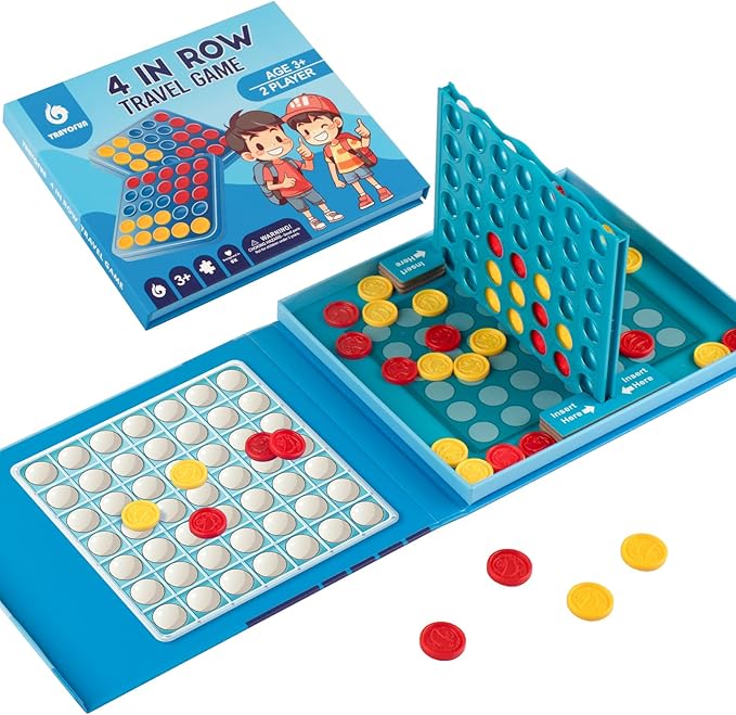 4 in a Row Game for Kids 3-8 - Perfect Travel Toy for Toddlers - Fun Road Trip & Airplane Activity - Camping Game Essentials for Kid