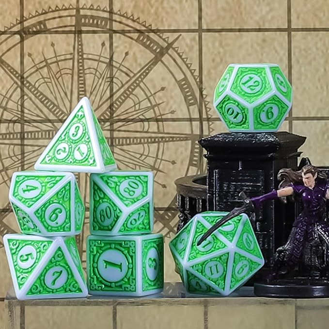 CiaraQ DND Dice with 5 Pouches, 5 Sets of Retro Polyhedral Dice for MTG D&D Board Games, 35 Pieces Role Playing Dice
