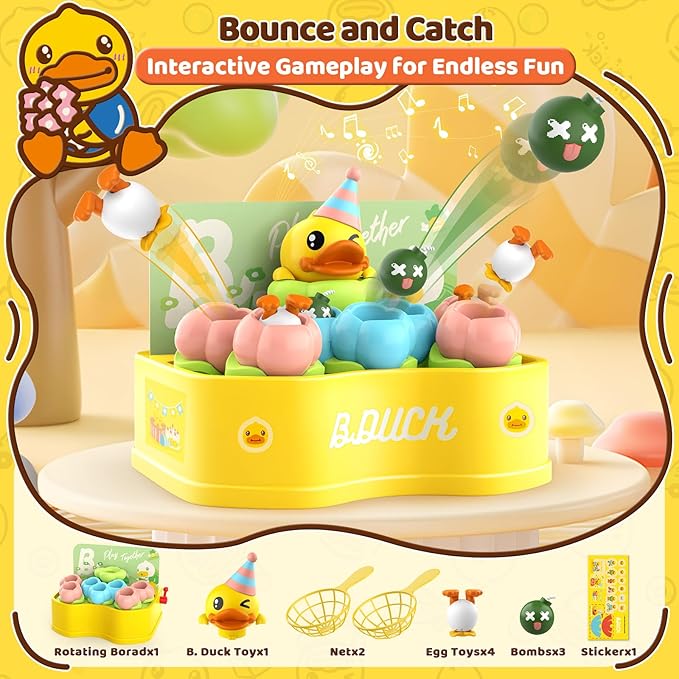 B.Duck Games Bounce and Catch Toys for Kids 3-5, Toddler Board Games,Birthday Gifts for Kids 4-6,Duck Toddler Toys for 5-7 Boys and Girls