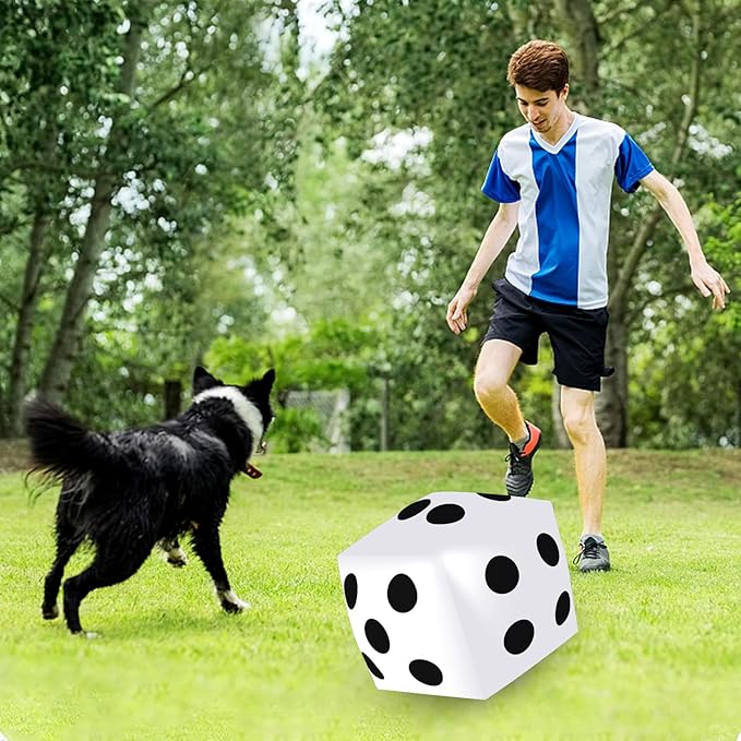 4 Pieces Jumbo Inflatable Dice 12.6 Inch Large Inflatable Dice Fun Game Toy for Indoor Outdoor Lawn Swimming Pool Party Favor Board Game Decoration, White