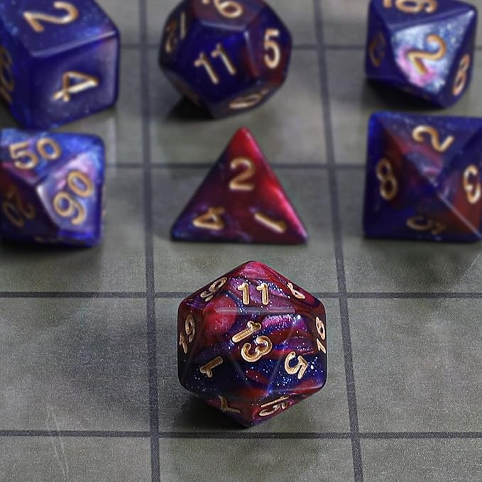 CiaraQ DND Polyhedral Dice Set with a Black Dice Bag for D&D RPG MTG Role Playing Table Games
