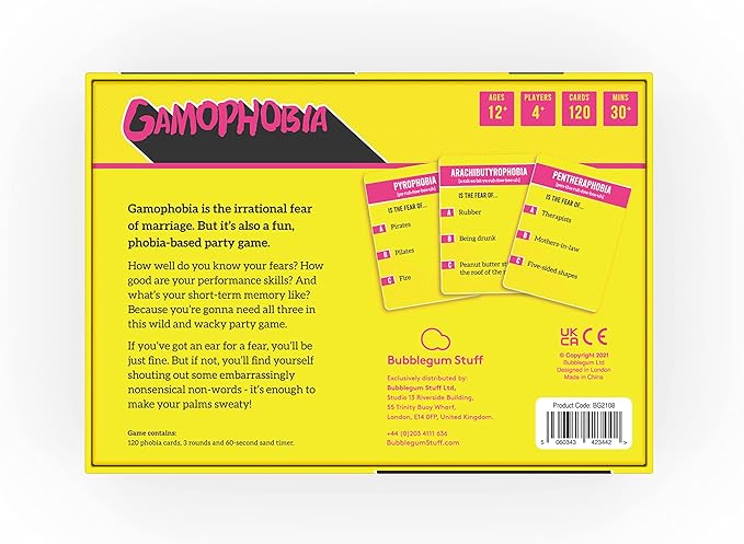Bubblegum Stuff Gamophobia Card Game | A Fearful Game of Trivia Mime and Memory | Fun Party Game | Suitable for Adults and Teenagers …