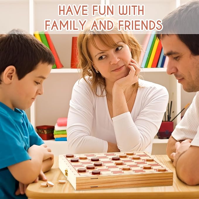 RM ROOMERS 4 in 1 Extra Large Fast Sling Puck Game, Chess and Checkers Set, Tic Tac Toe, Foldable Tabletop Wood Board Game for Kids and Adults,Interactive Toy Hockey Slingshot for Family Night Party