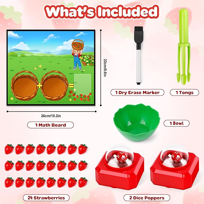 Math Board Games for Kids with Dice Poppers, Math Manipulatives Kindergarten Preschool Math Games Counters Toys, Addition and Subtraction Dice Games Homeschool Supplies Classroom Must Haves