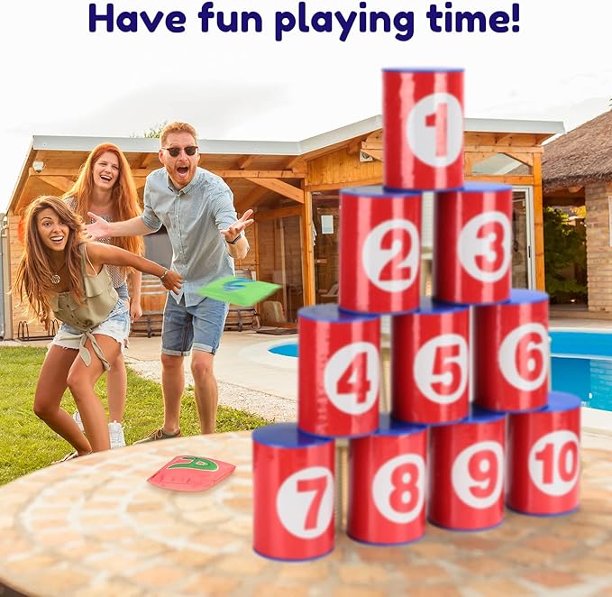 Hungdao 3 Sets Carnival Games Combo Set, Dart Board with Balls Plastic Cones Ring Bean Bags Toss Game for Boys Girls Adults Family Birthday Yard Indoor Outdoor(Bright Color,Classic Style)